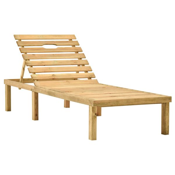 vidaXL Chaise longue de jardin avec table et coussin Pin impr&eacute;gn&eacute;