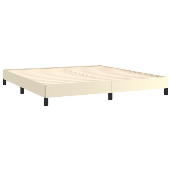vidaXL Sommier &agrave; lattes de lit avec matelas Cr&egrave;me 180x200cm Similicuir