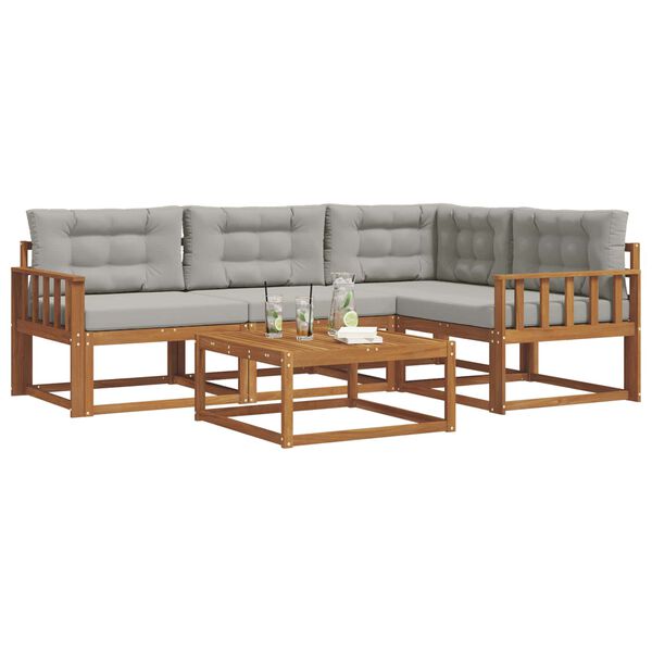 vidaXL Ensemble de canap&eacute;s d'ext&eacute;rieur 5 pcs Gris Naturel et Clair