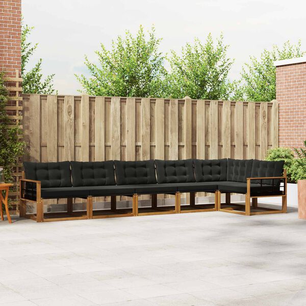 vidaXL Ensemble de canap&eacute;s d'ext&eacute;rieur 6 pcs Naturel et Noir