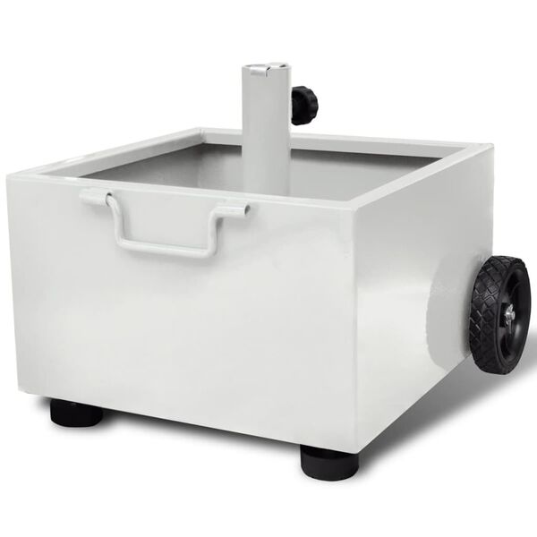 vidaXL Pot de plantes et support de parasol d'ext&eacute;rieur 2-en-1 Blanc