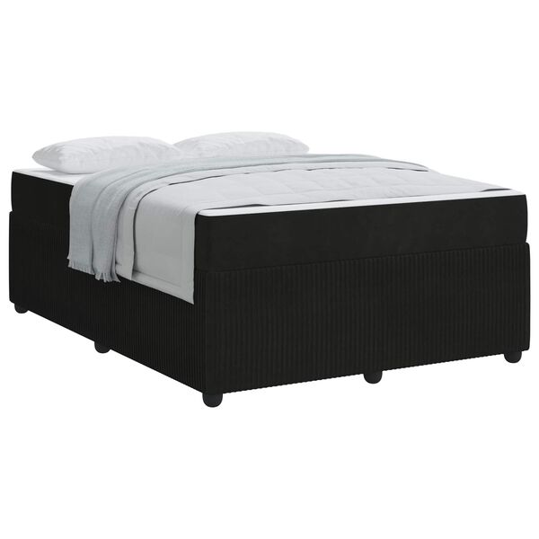 vidaXL Cadre de lit avec matelas Noir 140 x 200 cm tissu