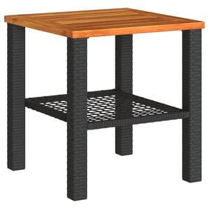 vidaXL Table de jardin noir 40x40x42 cm r&eacute;sine tress&eacute;e et bois acacia
