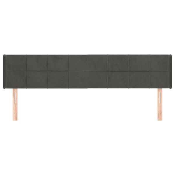 vidaXL T&ecirc;te de lit avec oreilles Gris fonc&eacute; 163x16x78/88 cm Velours