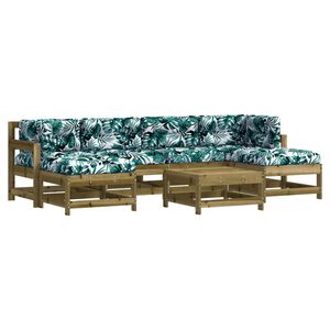 vidaXL Salon de jardin 7 pcs avec coussins bois de pin impr&eacute;gn&eacute;