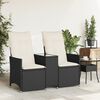 vidaXL Canap&eacute; de jardin inclinable 2 places avec table noir poly rotin