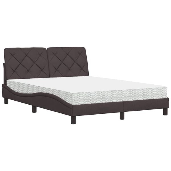 vidaXL Lit avec matelas marron fonc&eacute; 120x200 cm tissu