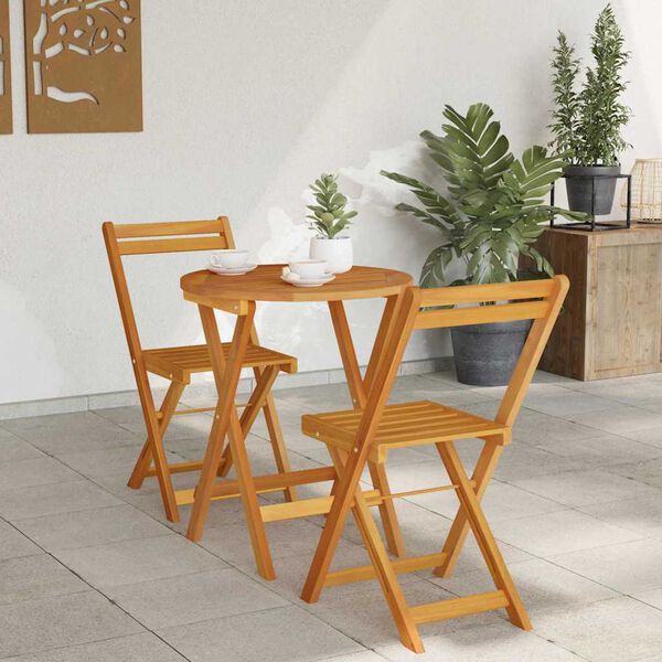 vidaXL Ensemble de salle &agrave; manger pour jardin 3 pcs Huile Naturelle