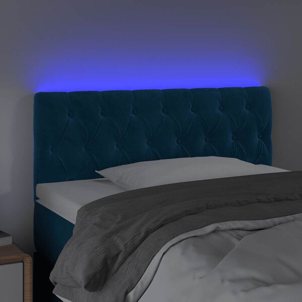 vidaXL T&ecirc;te de lit &agrave; LED Bleu fonc&eacute; 90x7x78/88 cm Velours