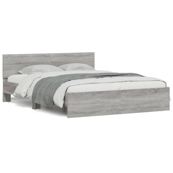 vidaXL Cadre de lit sans matelas sonoma gris 150x200 cm