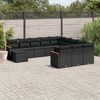 vidaXL Salon de jardin 12 pcs avec coussins noir r&eacute;sine tress&eacute;e