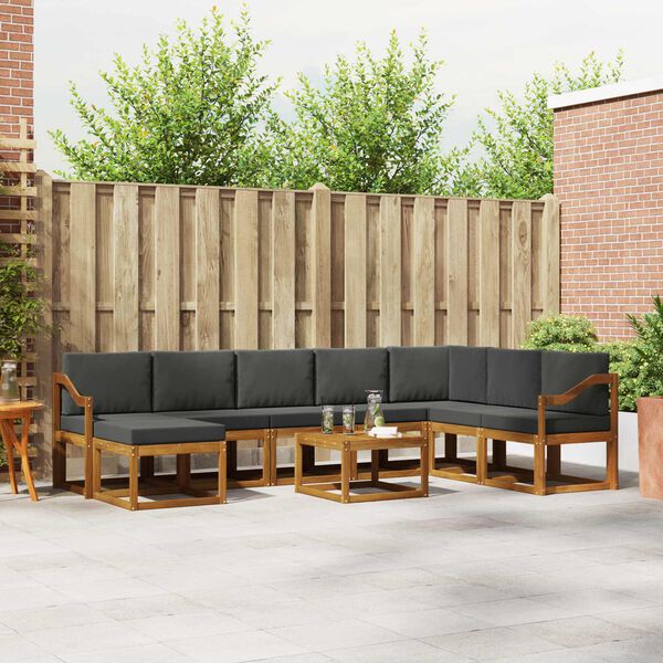 vidaXL Ensemble de canap&eacute;s d'ext&eacute;rieur 9 pcs Naturel et Anthracite