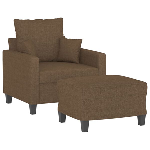 vidaXL Fauteuil avec repose-pied Marron 60 cm Tissu