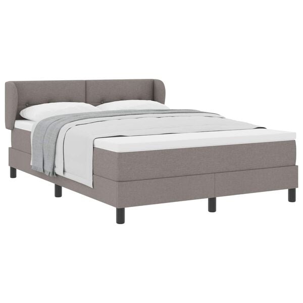 vidaXL Lit &agrave; ressorts avec matelas Taupe 140 x 190 cm tissu