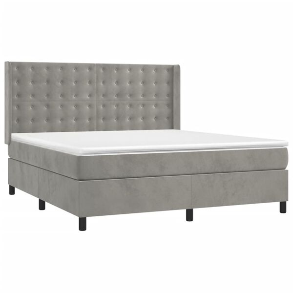 vidaXL Sommier &agrave; lattes de lit matelas et LED Gris clair 160x200 cm
