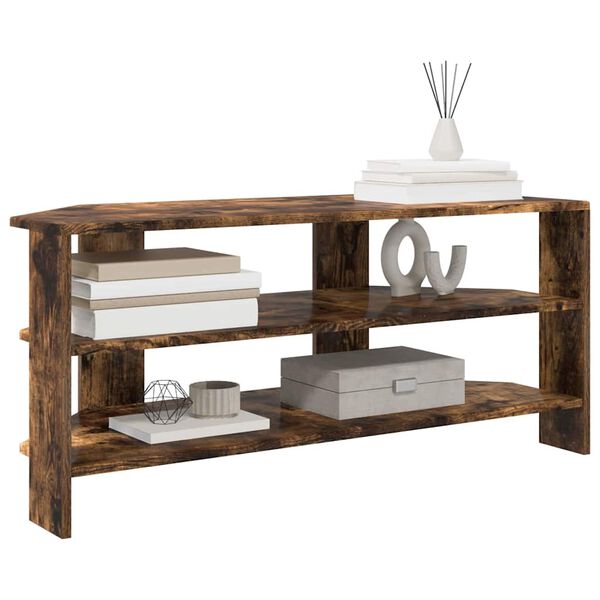 vidaXL MeubleTVd'Angle Ch&ecirc;ne fum&eacute; 102x40,5x45cm Bois d'ing&eacute;nierie