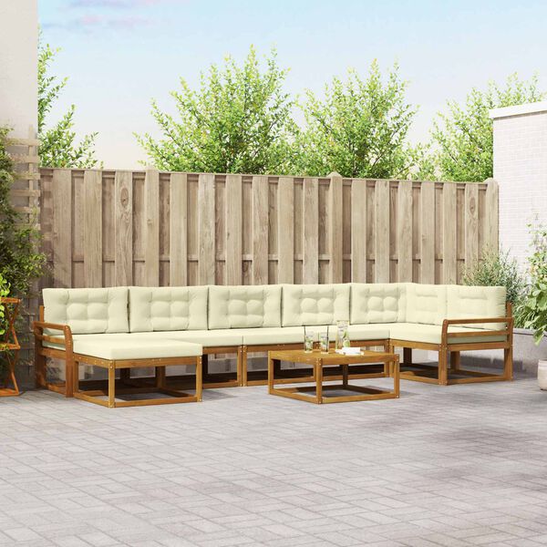 vidaXL Ensemble de canap&eacute;s d'ext&eacute;rieur 8 pcs Naturel et Cr&egrave;me