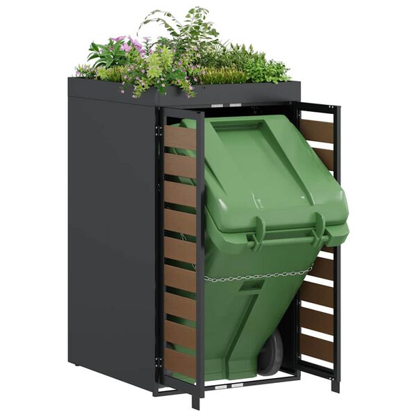 vidaXL Stockage de Poubelle &agrave; Roulettes avec Toit de Jardini&egrave;re pour Poubelle de 240L