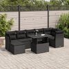 vidaXL Salon de jardin 8 pcs avec coussins noir résine tressée