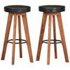vidaXL Tabourets de bar 2 pcs Cuir v&eacute;ritable et bois d'acacia solide