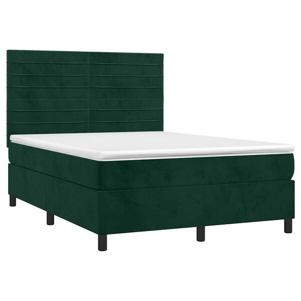 vidaXL Sommier &agrave; lattes de lit avec matelas LED Vert fonc&eacute; 140x190 cm