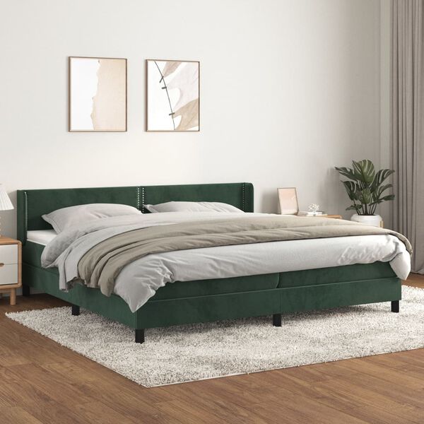 vidaXL Sommier &agrave; lattes de lit et matelas Vert fonc&eacute; 200x200cm Velours