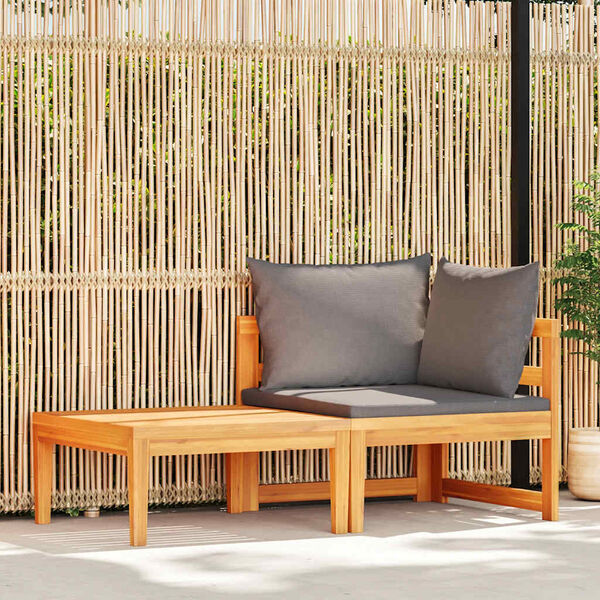 vidaXL Salon de jardin 2 pcs avec coussins gris foncé Bois d'acacia