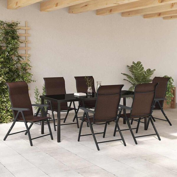 vidaXL Ensemble de salle &agrave; manger pour jardin 7 pcs Marron
