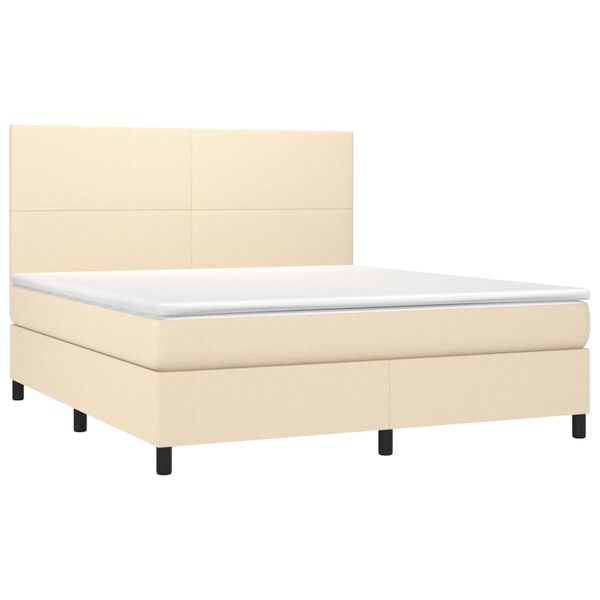 vidaXL Sommier &agrave; lattes de lit avec matelas Cr&egrave;me 180x200 cm Tissu