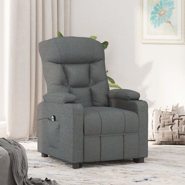 vidaXL Fauteuil inclinable &eacute;lectrique Gris fonc&eacute; Tissu