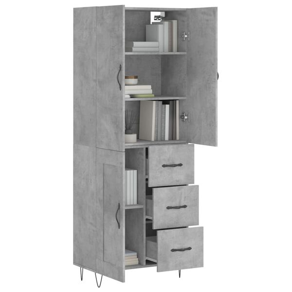 vidaXL Buffet haut Gris b&eacute;ton 69,5x34x180 cm Bois d'ing&eacute;nierie