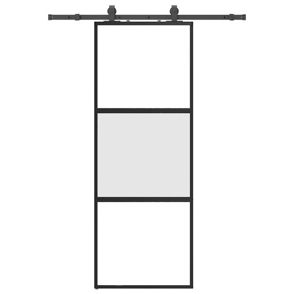 vidaXL Porte coulissante kit quincaillerie noir 76x205 cm verre tremp&eacute;