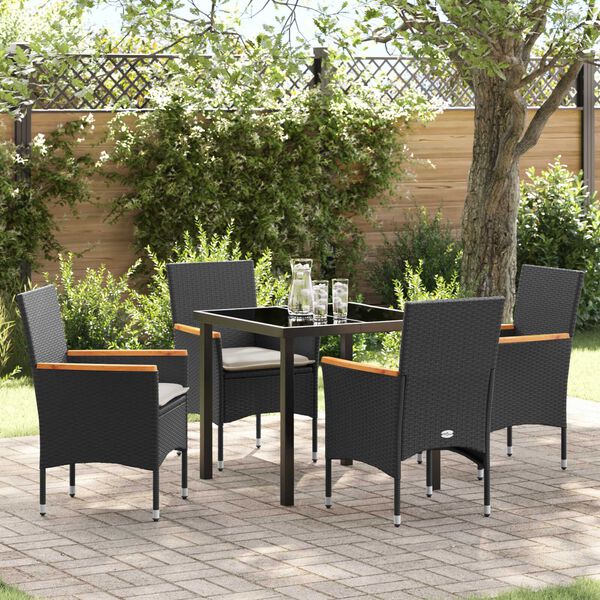 vidaXL Ensemble de salle &agrave; manger pour jardin 5 pcs Noir polyrotin