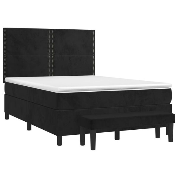 vidaXL Sommier &agrave; lattes de lit avec matelas Noir 140x200 cm Velours