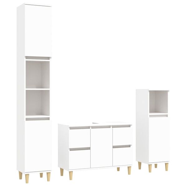 vidaXL Ensemble de meubles salle de bain 3 pcs blanc bois d'ing&eacute;nierie