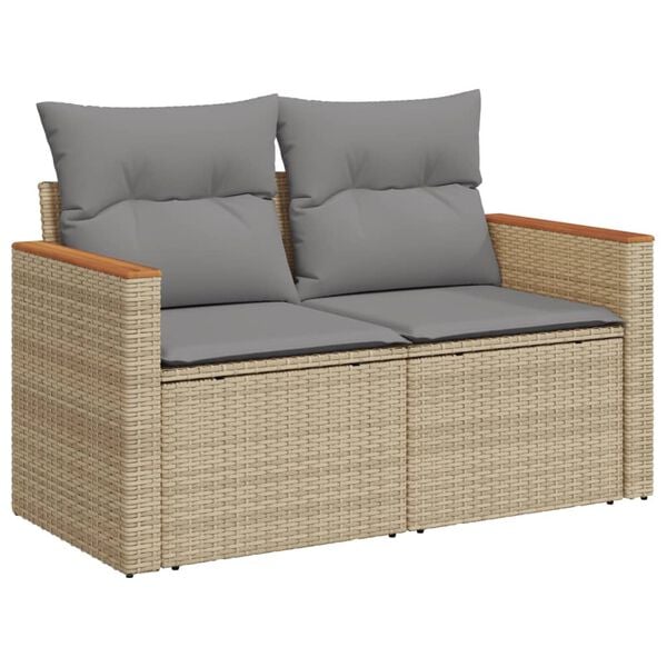 vidaXL Salon de jardin et coussins 12 pcs m&eacute;lange beige r&eacute;sine tress&eacute;e
