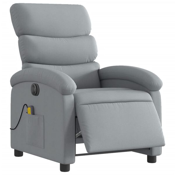 vidaXL Fauteuil de massage inclinable &eacute;lectrique gris clair tissu