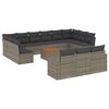 vidaXL Salon de jardin avec coussins 14 pcs gris r&eacute;sine tress&eacute;e