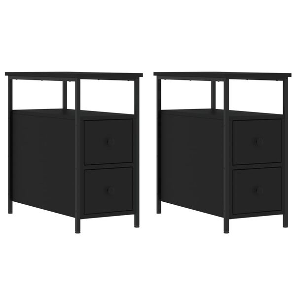 vidaXL Tables de chevet 2 pcs noir 30x60x60 cm bois d’ingénierie