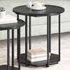vidaXL Ensemble de tables d'appoint avec &eacute;tag&egrave;re 2 pcs Ch&ecirc;ne noir