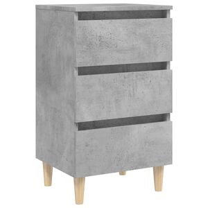 vidaXL Table de chevet avec pieds en bois solide gris b&eacute;ton 40x35x69cm