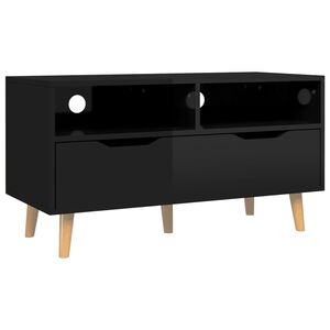 vidaXL Meuble TV noir brillant 90x40x48,5 cm bois d'ing&eacute;nierie