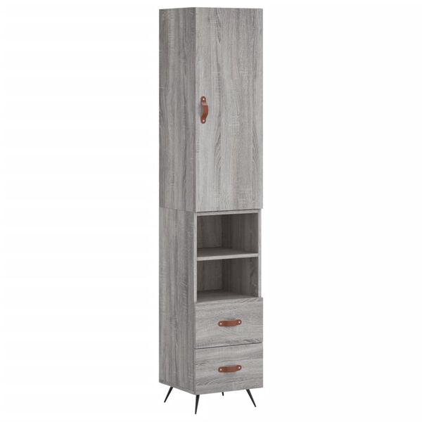 vidaXL Buffet haut Sonoma gris 34,5x34x180 cm Bois d'ing&eacute;nierie