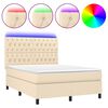 vidaXL Sommier &agrave; lattes de lit et matelas et LED Cr&egrave;me 140x190cm Tissu