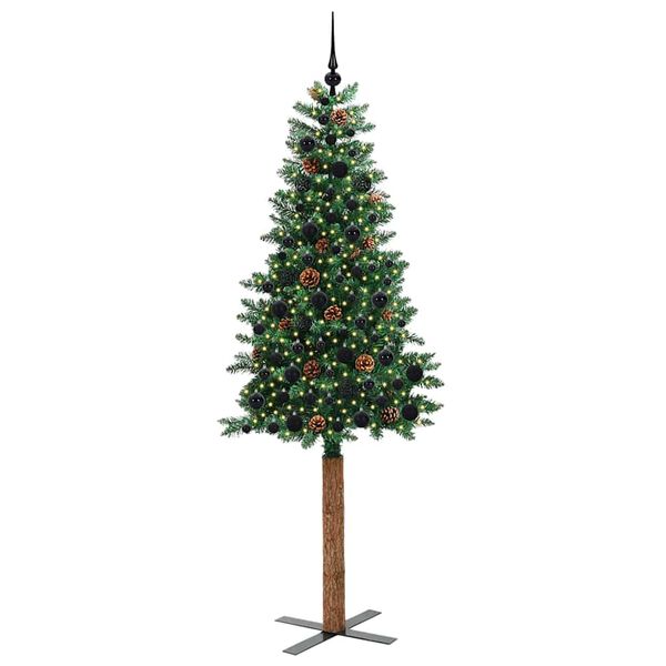 vidaXL Sapin de No&euml;l mince Vert 210 cm PVC et bois de pin massif