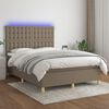 vidaXL Sommier &agrave; lattes de lit et matelas et LED Taupe 140x200cm Tissu