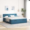 vidaXL Cadre de lit ottoman avec matelas bleu fonc&eacute; 200x200 cm velours