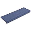 vidaXL Tapis d'escalier 15 pi&egrave;ces 65 x 21 x 4 cm Bleu Bord rectangulaire