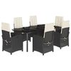 vidaXL Ensemble &agrave; manger de jardin coussins 7pcs Noir R&eacute;sine tress&eacute;e