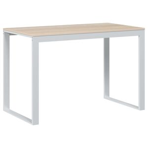 vidaXL Bureau d'ordinateur Blanc et ch&ecirc;ne 110x60x73 cm Agglom&eacute;r&eacute;